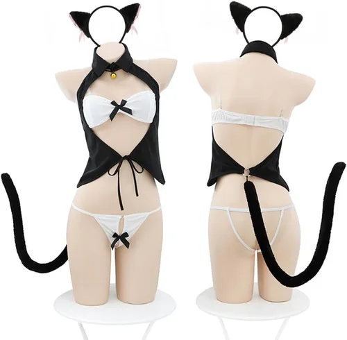 Vista 10 de Sirvienta cosplay lencería sexy mujeres francesas delantal de Halloween ropa de criada