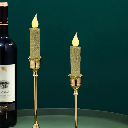 Vista 4 de CVHOMEDECO. Velas LED sin llama con purpurina parpadeantes que funcionan con pilas, con temporizador para el hogar, boda, Halloween, decoración