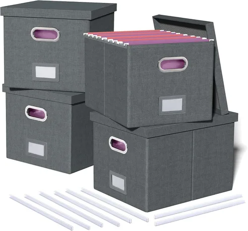 Vista 60 de Oterri Organizador de Archivos, Caja de Archivos, Gabinete de Archivos para Almacenamiento de Carpetas de Archivos Tamaño Carta, Organizador