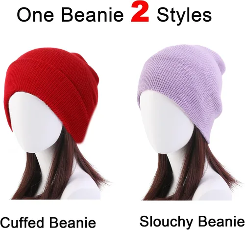 Vista 5 de 1 y 2 paquetes de gorros unisex para hombres y mujeres, gorros de punto de invierno
