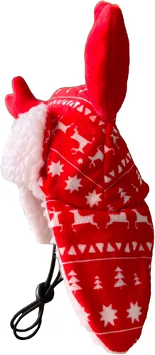Vista 2 de Huxley & Kent Sombrero para mascotas Cornamenta roja Fairisle (pequeña) Accesorio festivo de Navidad para perros/gatos Sombrero de vacaciones