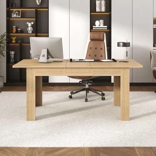 Vista 6 de jiteentarou Mesa de comedor extensible para 6-8 personas de 59 a 86 pulgadas, mesas ampliables de 86 pulgadas de largo para espacios pequeños, mesas