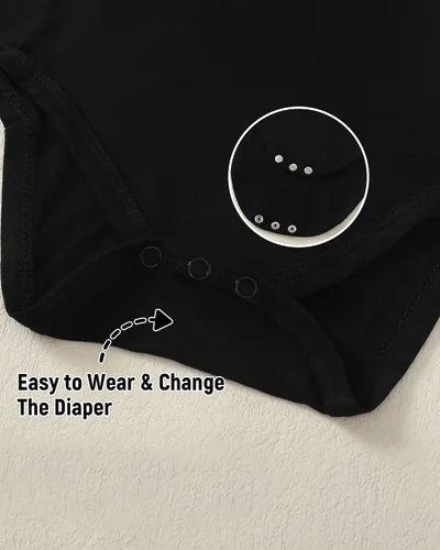 Vista 4 de DEFAHN Viscose from Bamboo Baby Bodysuits 2 Pack, Baby Onsies 0-24M Negro