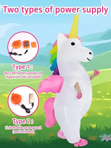 Vista 4 de Disfraz inflable de unicornio alado, tamaño adulto para Halloween
