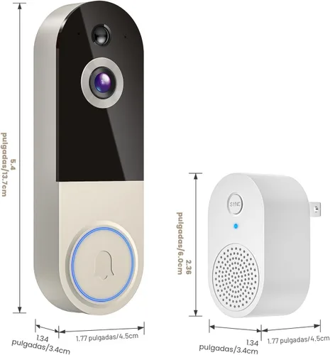 Vista 7 de Timbre inalámbrico de 1080p con receptor, detección humana AI, audio de 2 vías, visión nocturna, almacenamiento en la nube (se vende por separado)