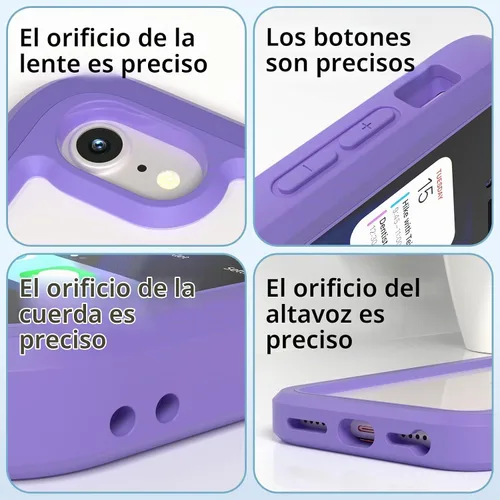 Vista 5 de WXR Funda para iPhone SE 2022/2020, iPhone 8/7/6S/6, parachoques de silicona suave y parte trasera e interior de policarbonato duro transparente