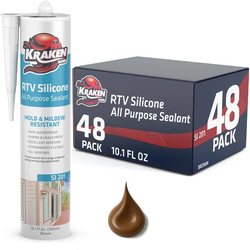 Vista 16 de Kraken Bond Sellador de silicona negro resistente al agua Cartucho de 100 a 10 onzas líquidas, RTV silicona para calafatear cocina y baño, todo uso