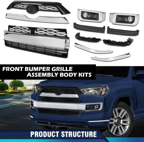 Vista 3 de PIT66 Kit de Cuerpo de Ensamblaje de Parrilla de Parachoques Delantero Compatible con Toyota 4Runner Limited 2014-2019