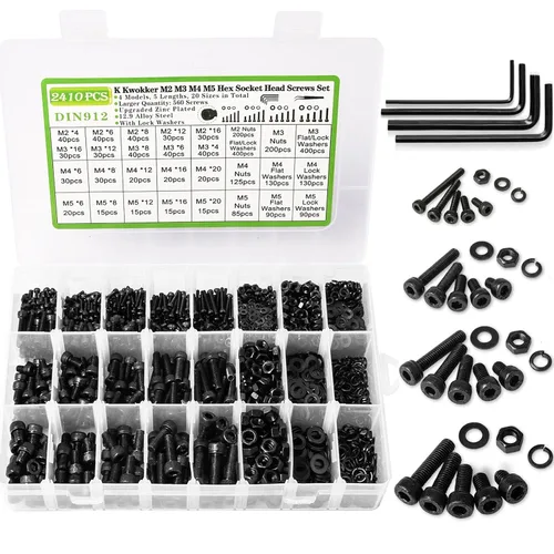 Vista 19 de Juego de 2410 piezas de tuercas y pernos M2 M3 M4 M5, pernos métricos de cabeza hexagonal con botón de 4 mm a 20 mm, pernos y tuercas de acero