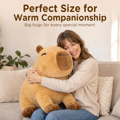 Vista 6 de IKASA 23.5" Giant Capybara Stuffed Animal, Super Soft, Zipper-Free Plush