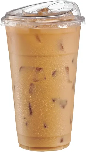Vista 10 de GUSTO Vasos de plástico transparente con tapas [12 oz - 50 unidades] - Vasos desechables para bebidas de café helado con tapas para sorber sin