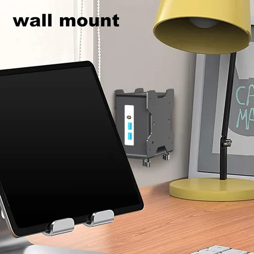 Vista 6 de Pholiten Soporte de Montaje Ajustable para Mini PC de Cliente Delgado, Soporte para Computadora CPU VESA Bajo Escritorio y Brazo de Monitor