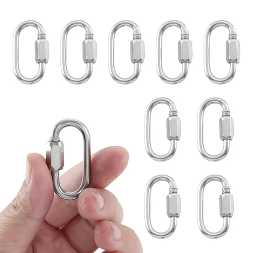Vista 10 de HOME MASTER HARDWARE Enlace rápido en forma de D de acero inoxidable 304, paquete de 8 unidades de 1/4 pulgadas, conector de cadena con mosquetón