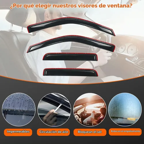 Vista 4 de Protectores de lluvia en canal compatibles con Isuzu D-Max 2004-2010 Double/EXT CAB; 2004-2012 Chevrolet/GMC Colorado/Canyon Crew Cab solamente