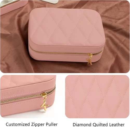 Vista 4 de KAMIER Cajas de joyería pequeñas para mujer caja organizadora de joyas de terciopelo para aretes anillos collares bonita caja de joyería