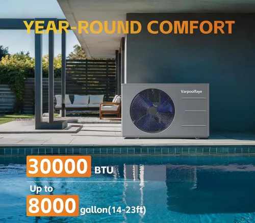 Vista 2 de Bomba de calor de piscina de 30,000 BTU - Calentador eléctrico de piscina para piscinas sobre el suelo y enterradas de hasta 8,000 galones