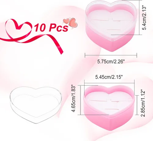 Vista 2 de CHGCRAFT 10 cajas de anillos de plástico transparente con forma de corazón de amor, aretes de cristal, cajas de almacenamiento de joyas, caja