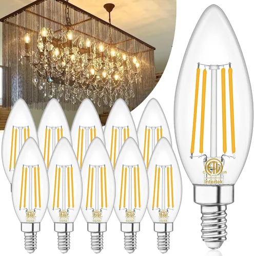 Vista 10 de winshine Bombillas LED E12 para candelabro regulables, 2700 K, blanco cálido, equivalente a 60 W, eficiencia energética, 4 W, tipo B