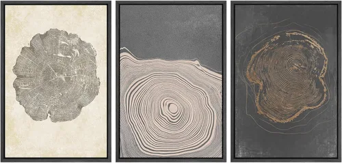 Vista 396 de SIGNWIN Lienzo enmarcado para pared, juego de arte neutro de bosque brumoso, ilustraciones en tono tierra, arte moderno, decorativo, bohemio