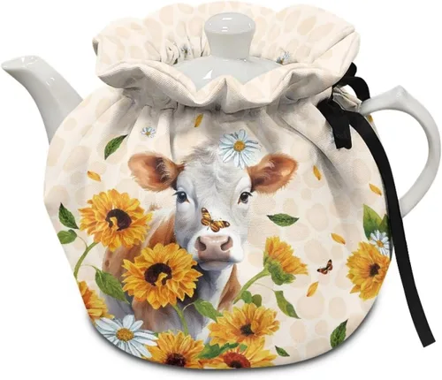 Vista 30 de DISNIMO Funda de tetera aislada a prueba de polvo con diseño floral de colibrí, para mantener el calor, accesorios decorativos, colcha