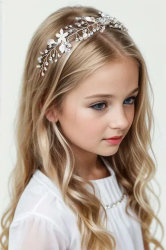 Vista 2 de Coucoland - Diadema de niña de hadas para primera comunión; tiara de corona de cristal, accesorio para el cabello de bebé, diadema para novias
