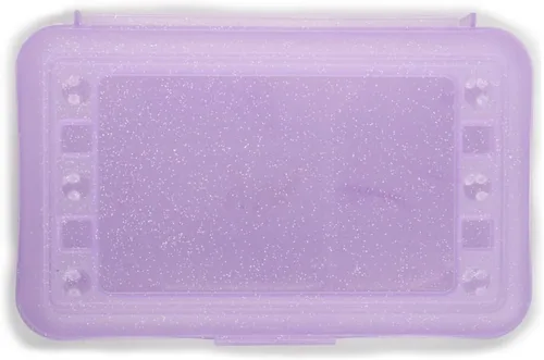Vista 3 de Craft County Caja de lápices transparente Caja de utilidad de doble cara Organizador de suministros de oficina Azul