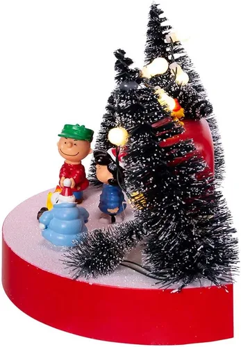 Vista 4 de Kurt Adler Adorno de Mesa de 7 Pulgadas Funciona con Pilas, Escena Musical de Acampada de Peanuts (PN5201)