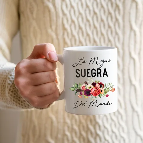 Vista 3 de Taza La Mejor Suegra Del Mundo, regalo para suegra, la mejor suegra del mundo, regalo de cumpleaños, día de la madre española, regalos para mamá