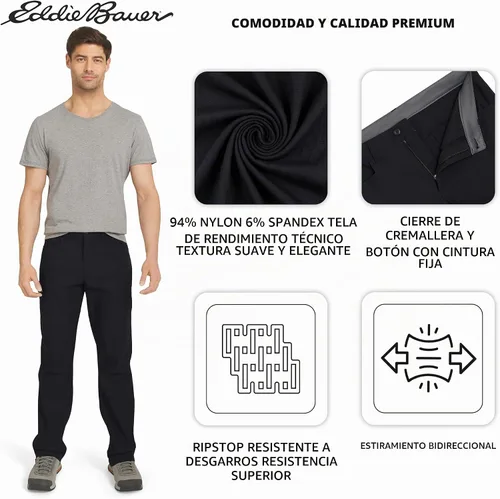 Vista 3 de Eddie Bauer pantalones Rainier para hombre Negro Rainier