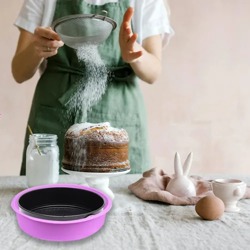 Vista 7 de 3 protectores de sartén desmontable, protector de baño de agua, bandeja de silicona para tartas de queso de 9 pulgadas para evitar que el agua entre
