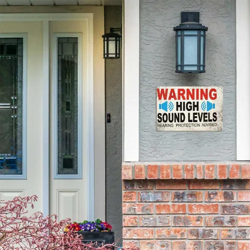 Vista 7 de Funny Metal Signs Posters HIGH SOUND LEVELS Sign Wall Art for Yard Sign Outdoor Lawn Garden Home Decor 8X12inch