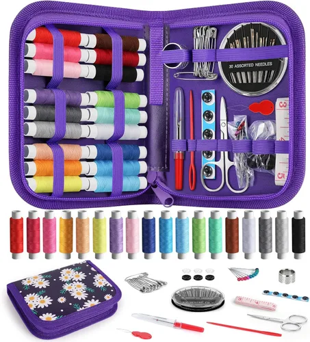 Vista 14 de Coquimbo - Kit de costura para adultos, niños, principiantes, viajeros, suministros de costura portátiles, contiene cinta métrica suave, tijeras