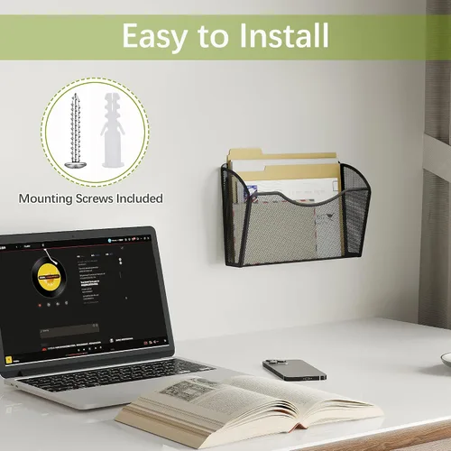 Vista 5 de EasyPAG Mesh Collection organizador de archivos y cartas para montar en pared, Negro