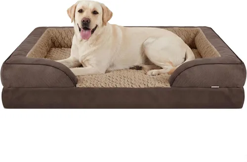 Vista 46 de L Plus - Cama ortopédica para perros grandes, sofá lavable para perros con espuma para huevos, forro impermeable y parte inferior antideslizante