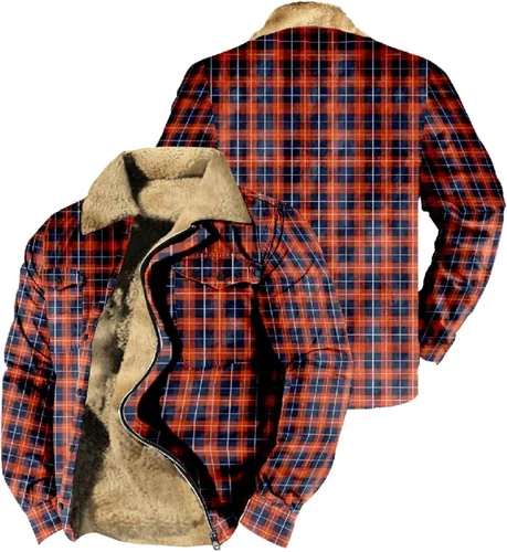 Vista 3 de Chaqueta de franela para hombre, forro de sherpa, forro polar, con capucha, manga larga, abrigo cálido para invierno, chaqueta para exteriores
