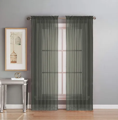 Vista 3 de Interior Trends Juego de 2 paneles de cortina de gasa transparente totalmente cosidas para ventana con cortinajes (63 pulgadas de largo, ladrillo)