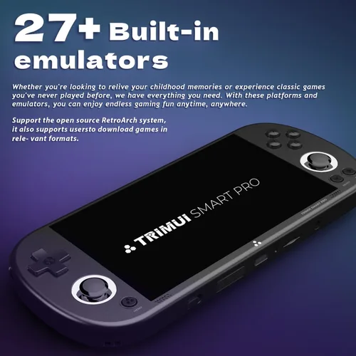 Vista 3 de Trimui Smart Pro - Consola de juegos portátil, consola de pantalla de 4.96 pulgadas, emulador preinstalado con tarjeta TF de 128/256 GB, consola