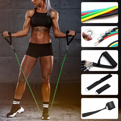 Vista 4 de Bandas de resistencia, juego de bandas de resistencia, bandas de entrenamiento de fuerza, bandas de ejercicio para hombres y mujeres, bandas