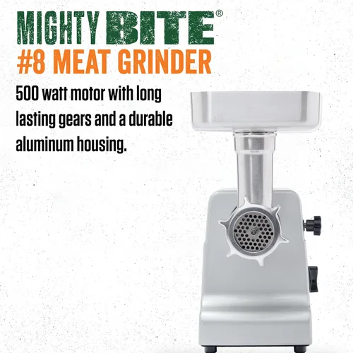 Vista 2 de LEM Productos MightyBite #8 - Picadora de carne eléctrica de aluminio de 500 vatios para uso doméstico, procesador de alimentos compacto para moler