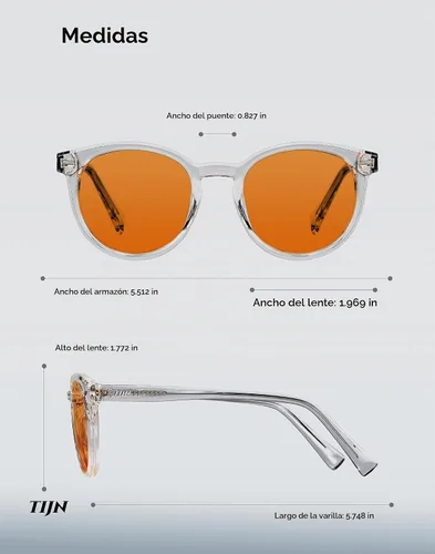 Vista 8 de TIJN Round Blue Light Blocking Glasses Men Women for Computer Gaming Daily 33. (Lente ámbar) transparente