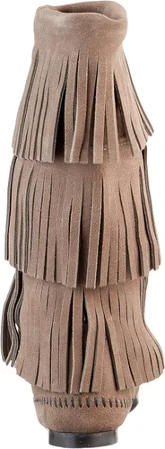 Vista 3 de Minnetonka Botas con flecos de 3 capas para mujer, Verde