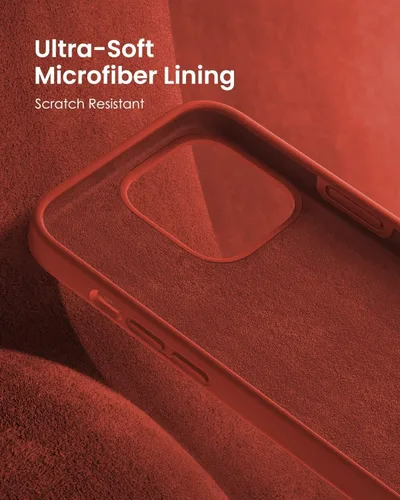 Vista 5 de Funda diseñada para iPhone 14 Pro Max, funda protectora de silicona líquida a prueba de golpes con forro de microfibra suave antiarañazos, ultra