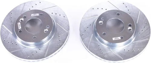Vista 5 de Power Stop JBR1564XPR Par de rotores perforados y ranurados delanteros para Elantra, Elantra Coupe, Elantra GT, Kona, Veloster, Veloster, Venue