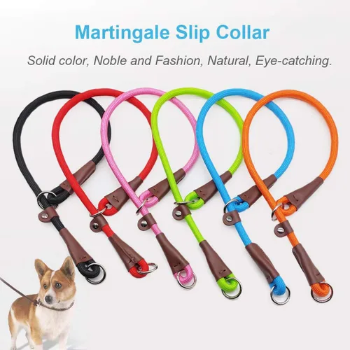 Vista 4 de MayPaw Collar ajustable de cuerda de nailon para entrenamiento de perros, collares de perro Martingala redondos sin tirones para perros pequeños