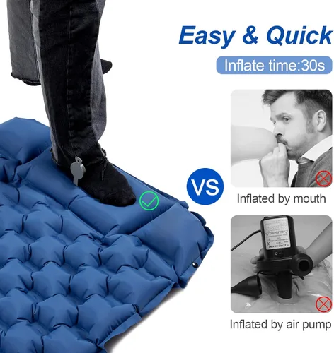 Vista 2 de Night Cat Colchonetas Inflables para Dormir con Almohada y Bomba de Pie para Camping, Mochilero, Senderismo, Ultraligera, Compacta, Cómoda