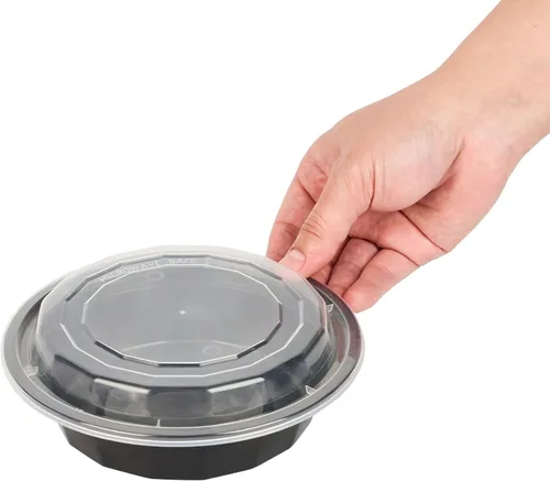 Vista 7 de Asporto - Cajas para llevar de 16 onzas, 50 recipientes de alimentos para llevar para microondas, tapas de plástico transparente incluidas, no Negro