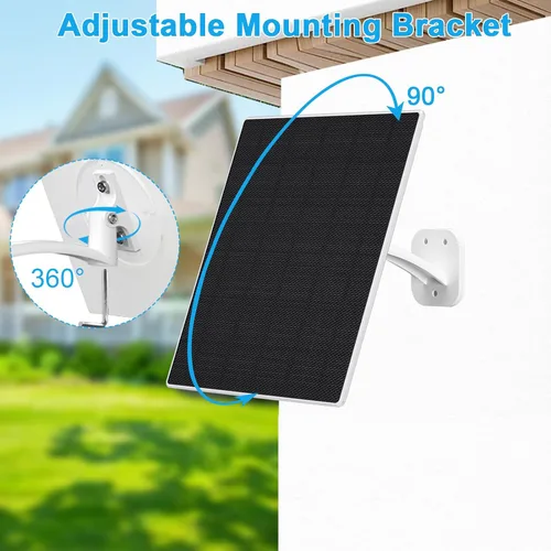 Vista 6 de FUTUREZEN Panel Solar para Cámara de Seguridad, Cargador Solar de 10W con DC 5.5x2.1mm, Puerto USB-C y Micro USB, Resistente al Agua IP66, Montura