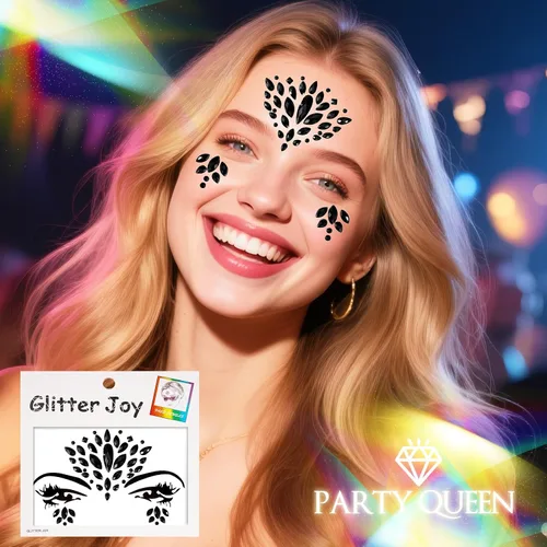 Vista 2 de Joyas faciales negras, tatuaje, calcomanías corporales, lágrimas, gemas temporales, calcomanías para Halloween, festivales, música, carnaval