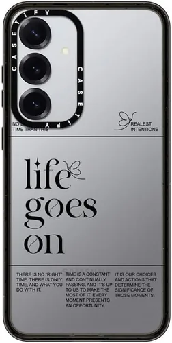 Vista 184 de CASETiFY Funda de impacto para Galaxy S22+ - Adhesivo Aries Moross, color negro transparente