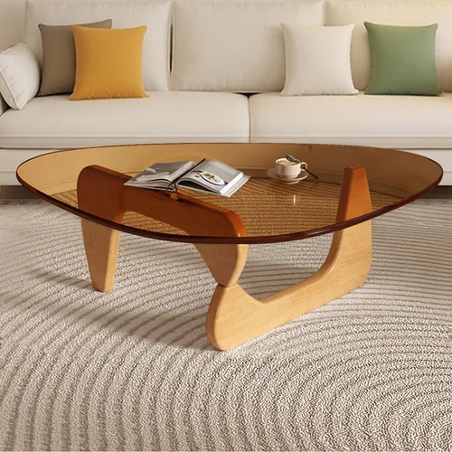 Vista 14 de Mesa de centro moderna de cristal, mesa de centro pequeña de mediados de siglo, mesa de centro para sala de estar, adecuada para dormitorio, sala